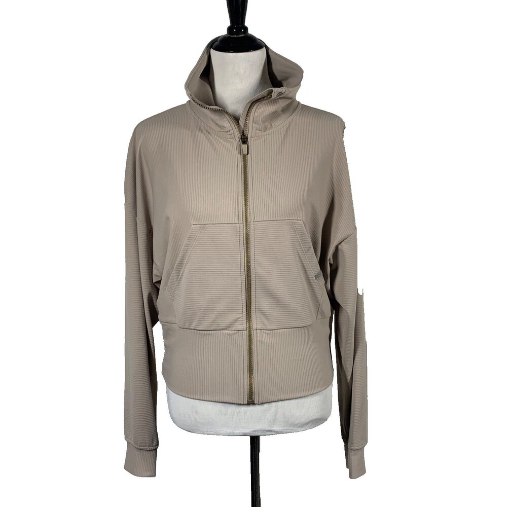 Rhone Ripple Full Zip Jacket Tan Beige Goldfusion Mock Neck Women's Size Medium